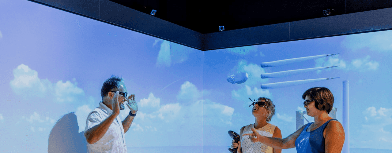Imsys VR CAVE in The Reef Oostende für Offshore-Training mit ART Motion Tracking